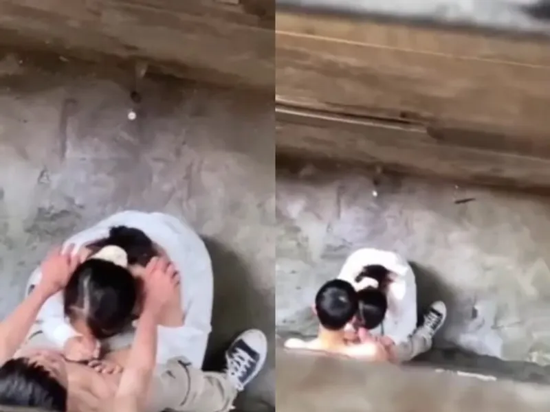 Quay lén học sinh nữ bú dương vật người yêu ở khe nhà